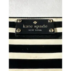 Kate Spade New York Black Cream Stripe Zip Around Wallet Organizer Continental thumbnail 4