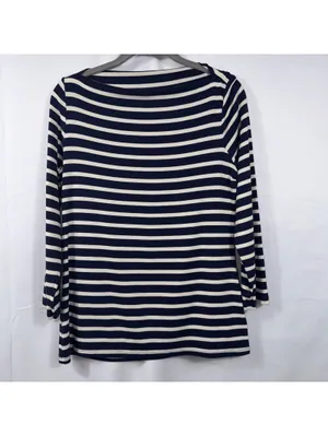 Old Navy Classic Navy & White Striped Boat Neck Top Size Medium thumbnail 2