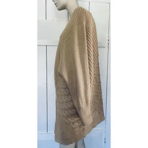 Bass Knit Cardigan Womens Sweater L/XL Cable‎ Texture Chunky Tan Beige Sand thumbnail 3
