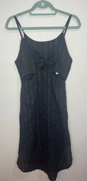 La Blanca‎ Cutout Maxi Dress Black Gold Coverup Sz S thumbnail 1