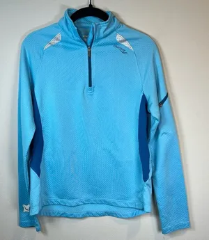 Saucony Athletic 1/4 Zip Pullover Shirt Blue Running Reflective Zip Pocket Small thumbnail 1
