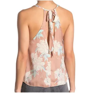 Free People Line Up Halter Cami Top‎ Womens Floral Crisscross Front Sz S thumbnail 3
