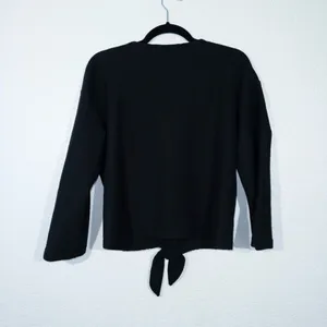 Madewell Texture & Thread Black Long-Sleeve Tie-Front Top Size Medium thumbnail 8