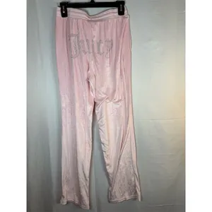 Juicy Couture Pajama Pants Womens S Pink Velour Rhinestone Logo Y2K thumbnail 7