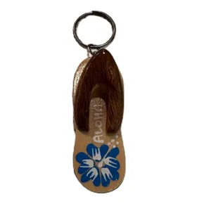 Hawaiian Aloha Flip Flop Key Chain Charm‎ Brown thumbnail 2