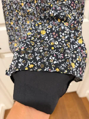 Madewell Floral Ruffle Neck Short Sleeve Dress Black Multicolor Medium Mini thumbnail 8