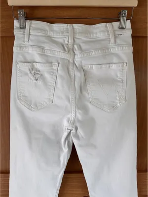 MOTHER The Hustler Ankle Fray Jeans In Tea and Biscuits White Wash Women’s sz 27 thumbnail 15