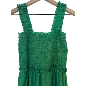 Fanco‎ Green Maxi Dress Green Smocked Tiered Small Sleeveless Ruffle Summer thumbnail 4