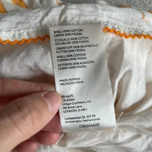 Maeve Anthropologie Floral Cotton Mini Dress Orange White‎ Smocked Back Large thumbnail 5