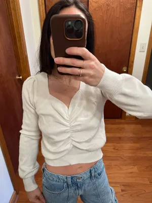 Pretty Garden White Ribbed Sweater thumbnail 4