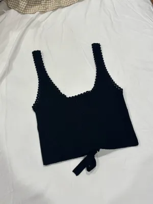 For Love & Lemons Black Tank Top With Buttons And Tie thumbnail 3