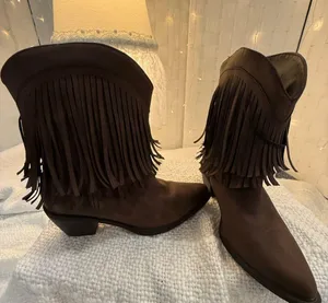 Roper Dark Brown Fringe Ankle Boots Size 6 thumbnail 1