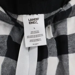 Lands' End Pajama Pants Womens L Buffalo Check Black White Flannel Excellent thumbnail 2