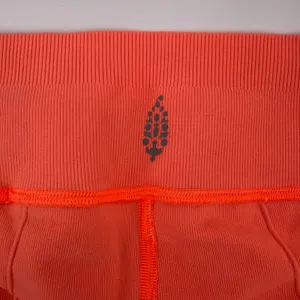 FP Movement Good Karma Ribbed High Rise Bike Shorts XS S Neon Coral Orange Yoga thumbnail 3