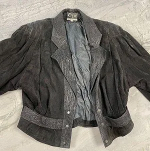 Vintage rare 80’s shoulder pad leather suede jacket ! thumbnail 1