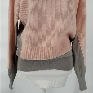 Marc by Marc Jacobs Cashmere Colorblock Sweater Pink Gray Silk Hem M thumbnail 6