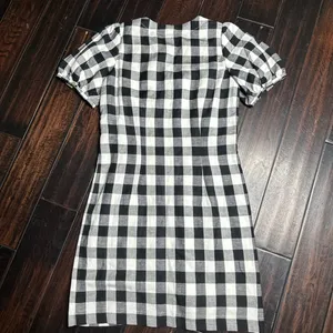 Checkered casual dress v-neck button down work retro coastal business casual thumbnail 3