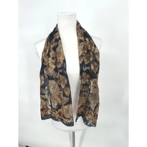 Vtg Liz Claiborne Black Floral Sheer Scarf Evening Cottagecore Grandma Coastal thumbnail 4
