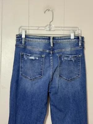 Vervet Flying Monkey High Rise Flare Jeans Womens 29 Distressed Raw Hem Stretch Blue thumbnail 6
