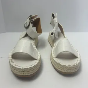 Qupid Womens White Croc Embossed Vegan Leather Platform‎ Espadrille Sandals Sz 8 thumbnail 4