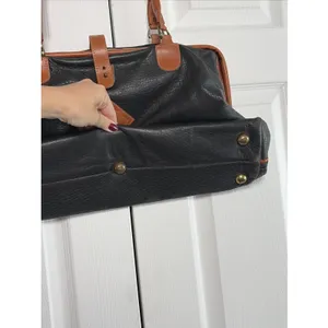 Katherine Ward Vintage Doctor Satchel Black Tan Leather Handbag USA Handbag thumbnail 7