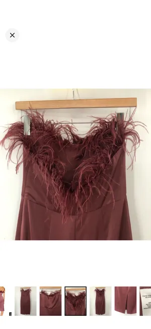 LPA Strapless Feather-Trim Midi Dress thumbnail 5