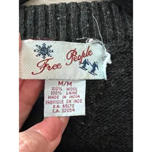 Vintage 90s Free People 100% Wool Fair Isle Nordic Zip Cardigan Sweater M thumbnail 6