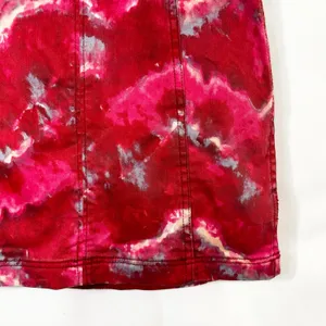Free People Size 8 Mini Skirt‎ Denim Red Tie Dye Modern Femme Flamingo Flame 335 thumbnail 3