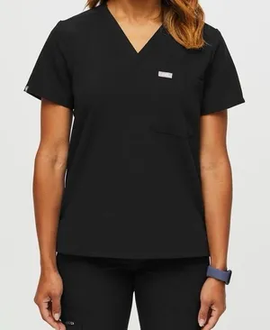 Figs Catarina One Pocket Scrub Top Black Size Small thumbnail 1