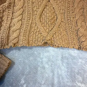 Free People Cutting Edge Cable Knit Pullover Sweater Camel Crop Cotton Size Smal thumbnail 9