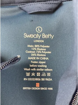-Sweaty Betty London Jacket Womens Size L Navy Blue Double Layer Yoga Athleisure thumbnail 3