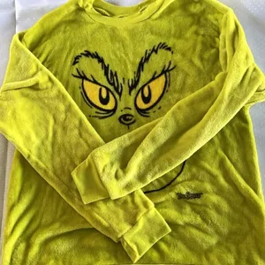 Dr. Seuss The Grinch Plush Sweatshirt Soft Long Sleeve Sz L Green Christmas thumbnail 3