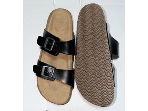 Size 9 Women’s Time and Tru slide sandals Two Band Footbed Slide Sandal black thumbnail 2