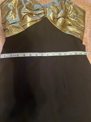 Vintage fancy black and gold bridesmaid wedding guest dress thumbnail 6
