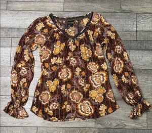 Shyanne Floral Blouse - Brown and Gold thumbnail 1