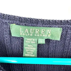 Lauren‎ Ralph Lauren Size Large Sweater Navy Blue Accent Buttons Knit Nautical thumbnail 4