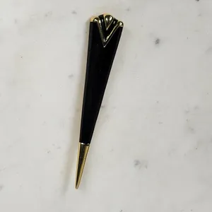 Monet Vintage Enamel Brooch Pin Black Gold Tone Art Deco Statement Jewelry thumbnail 15