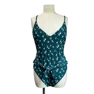 Hollister One Piece Floral Low Back V Neck‎ Front Tie Swimsuit Sz XL thumbnail 2