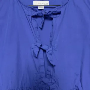 Band of the Free Women 100% Cotton Dress Large Blue Tie Up‎ Coquette Babydoll thumbnail 2