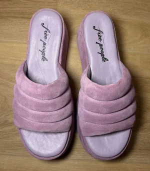 Free People Almost Paradise Purple Velvety Suede Platform Sandals Size 38 thumbnail 1