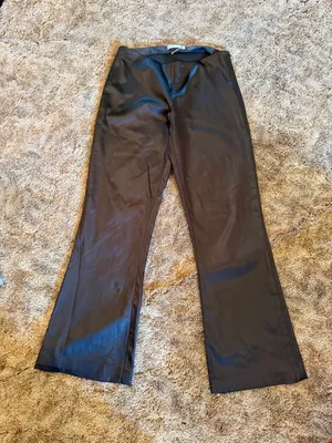 Vintage Le Complice Black Satin Wide-Leg Flare Trouser Pants Made in Italy thumbnail 1