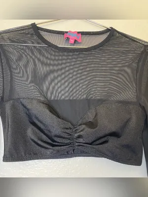Edikted Black Night Out Sheer Crop Top‎ Size XS thumbnail 8