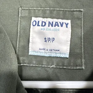 Old Navy Womens S Utility Jean Jacket Army Green Pockets Long Sleeve Grunge Y2K thumbnail 2