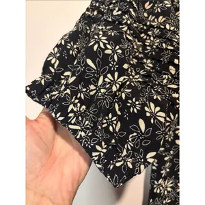 Free People Jessie Black Cream Ditzy Floral Smock Puff Sleeve Dress 90’s SZ 12 thumbnail 9