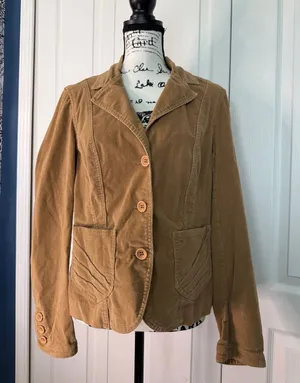 Women’s Tailored Corduroy Blazer Jacket in Tan Size M thumbnail 1
