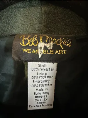Bob Mackie Leaf Embroidered Fleece Button Down Coat Womens 3X Green thumbnail 4