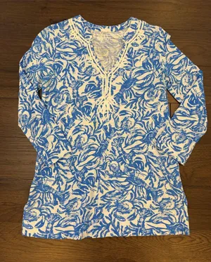 Lilly Pulitzer Kaia Knit Tunic Top in "Lobster On A Roll" Print - XS - C69-009 thumbnail 1