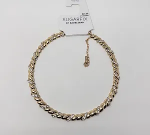 NWT Sugarfix by Baublebar Gold-Tone Hinged Twist Rhinestone Necklace Women's thumbnail 1