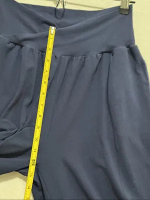 Wide-Leg High-Rise Pants in Navy with Crossover Waistband thumbnail 4