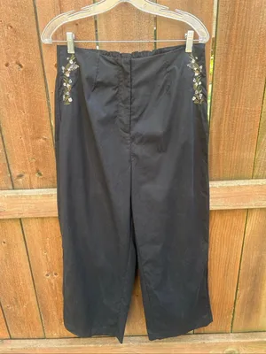 Disturbia Harmony Black Gothic Cropped Embroidered Trousers Size 8 NWT thumbnail 2
